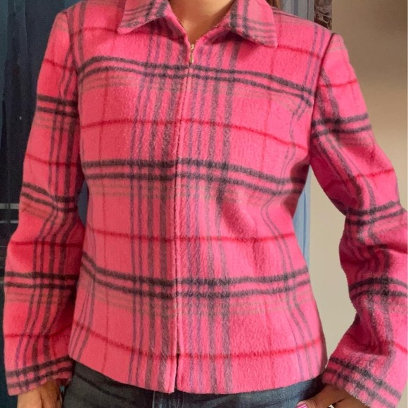 Jackets & Blazers - LEGALLY BLONDE Pink Plaid Wool-Blend Jacket